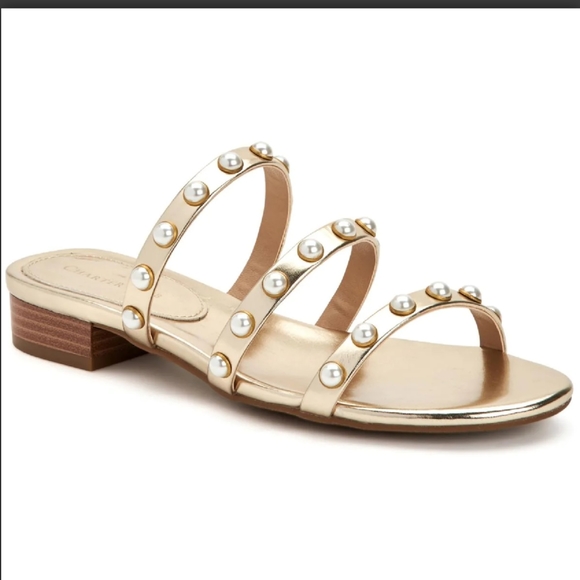 NEW Charter Club Slide Sandals 8 Faux Leather - Picture 2 of 12